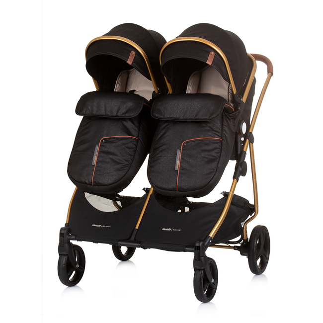 Chipolino Twin Stroller Duo Smart obsidian / gold KBDS02401OG