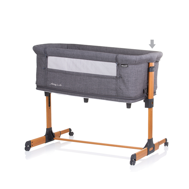 Chipolino Co-sleeping crib with drop side “Mommy 'n Me" graphite/wood KOSMM0231GT