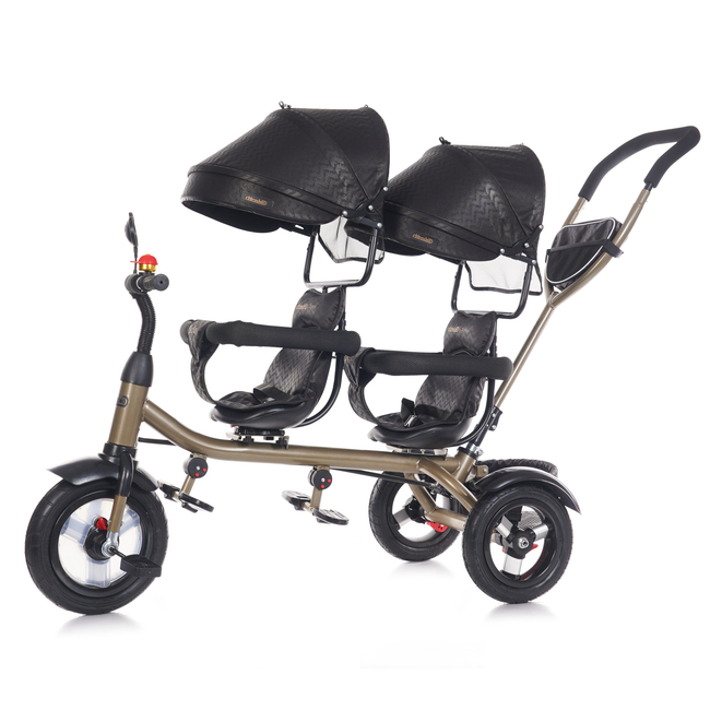 Chipolino 2play Τρίκυκλο Ποδήλατο με Περιστρεφόμενο Κάθισμα για 2 Παιδιά obsidian/gold TRK2P0241OG