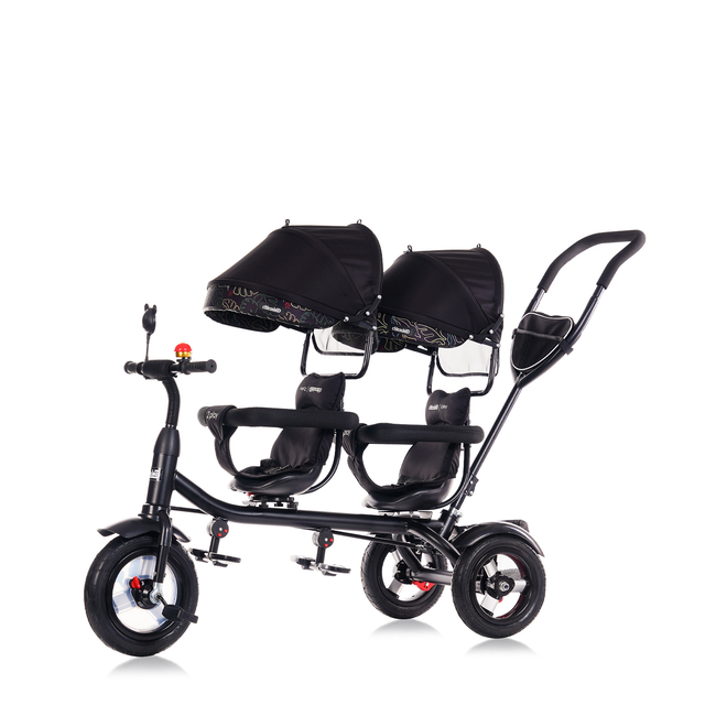 Chipolino Ticycle for twins "2PLAY" obsidian/leaves TRK2P0243OL