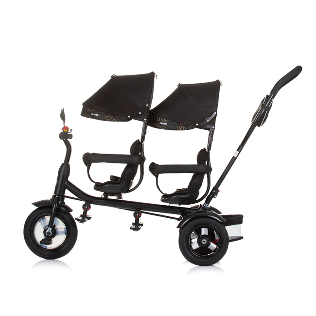 Chipolino 2play Τρίκυκλο Ποδήλατο με Περιστρεφόμενο Κάθισμα για 2 Παιδιά obsidian/leaves TRK2P0243OL
