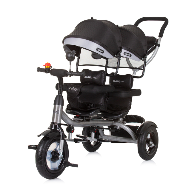 Chipolino Ticycle for twins "2PLAY" obsidian/silver TRK2P0242OS