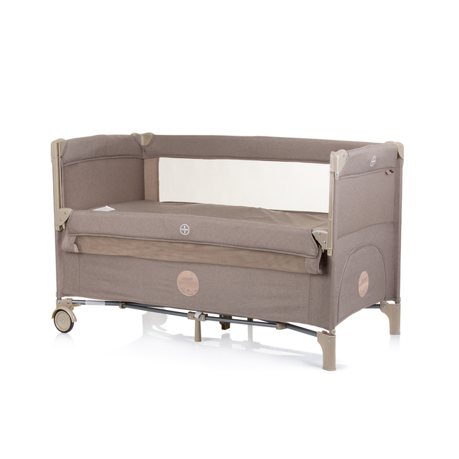 Chipolino Foldable travel cot with drop side Relax macadamia linen KOSIRE242MA