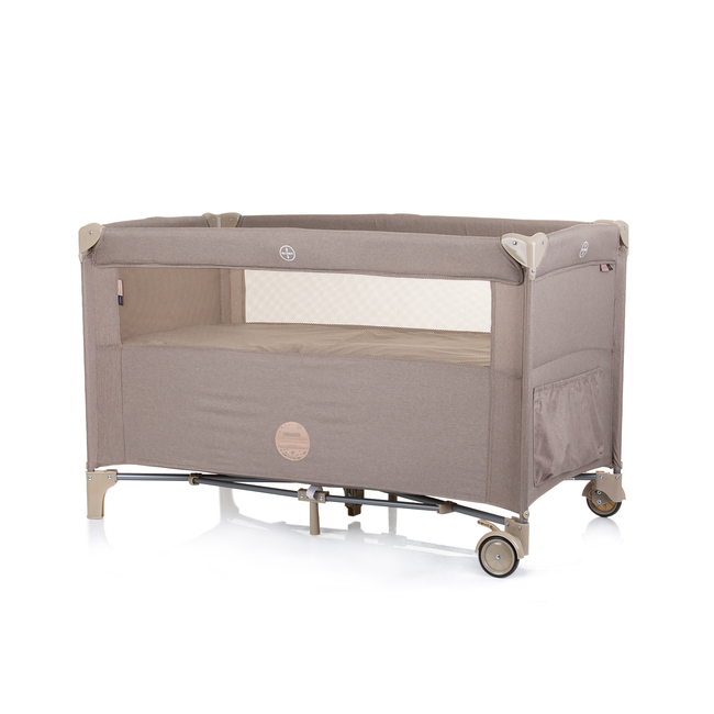 Chipolino Foldable travel cot with drop side Relax macadamia linen KOSIRE242MA