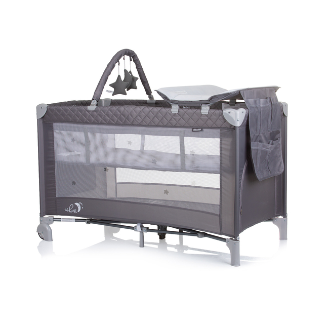 Chipolino Foldable travel cot with changing pad Luna ash grey KOSILU242AS