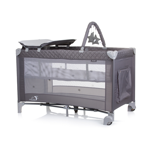 Chipolino Foldable travel cot with changing pad Luna ash grey KOSILU242AS