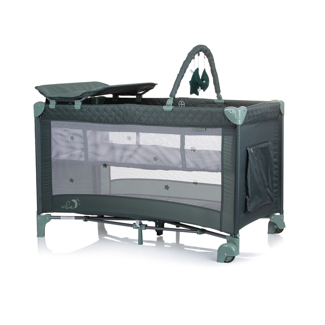 Chipolino Foldable travel cot with changing pad Luna pastel green KOSILU244PG