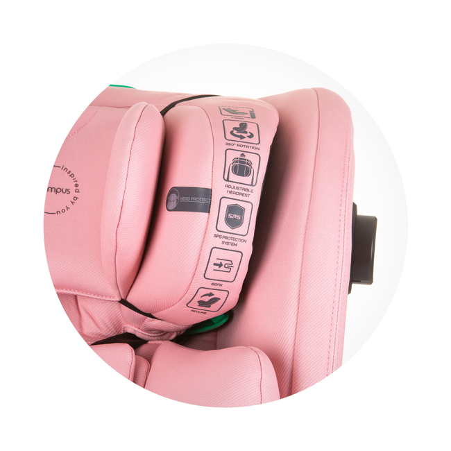 Chipolino Car seat I-SIZE 40-150 cm ISOFIX 360 "OLYMPUS" flamingo STKOL02405FL