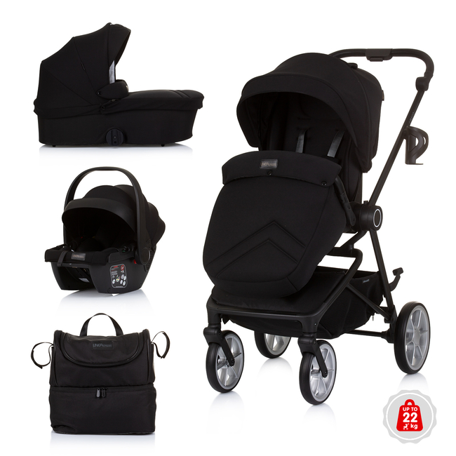 Chipolino Linea 3 in 1 Versatile Stroller 0 to 22 kg with accessories obsidian KKLI02401OB