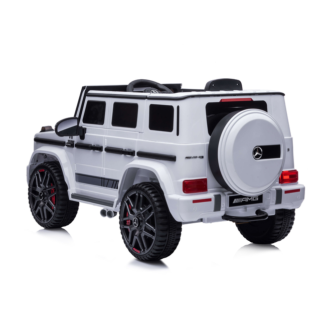 Battery operated SUV Mercedes G63 AMG white, EVA wheels, leather seat White ELJG63MB21W