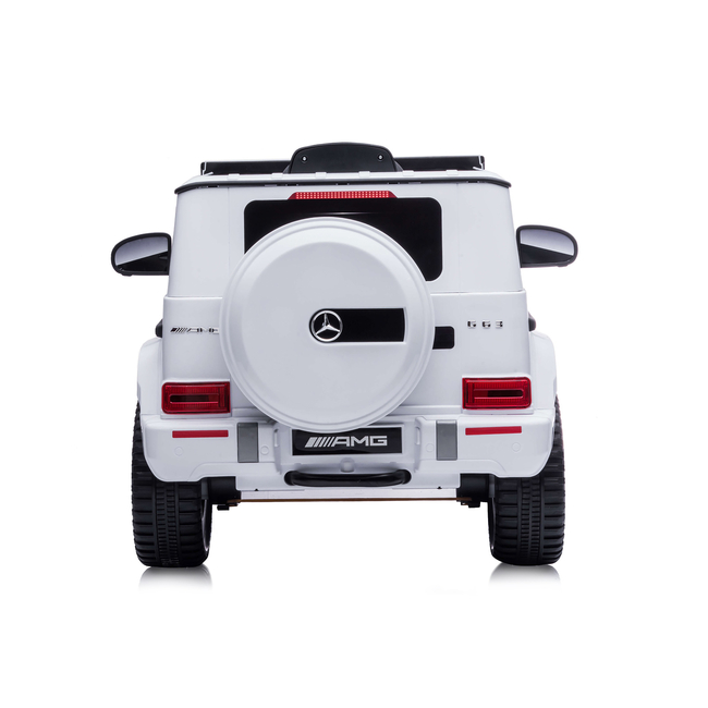 Battery operated SUV Mercedes G63 AMG white, EVA wheels, leather seat White ELJG63MB21W