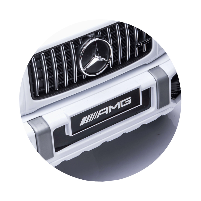 Battery operated SUV Mercedes G63 AMG white, EVA wheels, leather seat White ELJG63MB21W