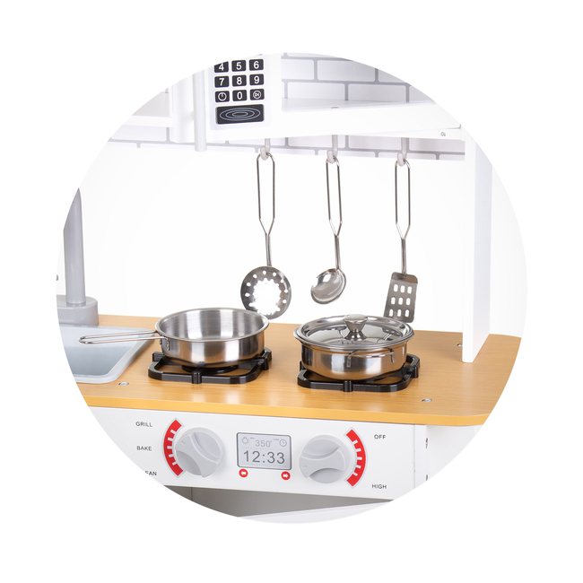 Chipolino Ξύλινη παιδική κουζίνα με 5pcs μεταλλικό σετ μαγειρικής και 1PCS LED DIWH02405553