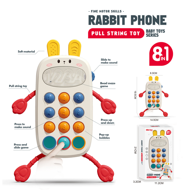 Chipolino 8 in1 Baby pulling string toy - phone DIG02468864