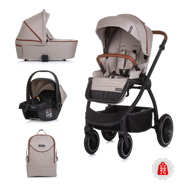 Chipolino Baby stroller 3 in 1 "Prestige" tiramisu KKPRS02503TR