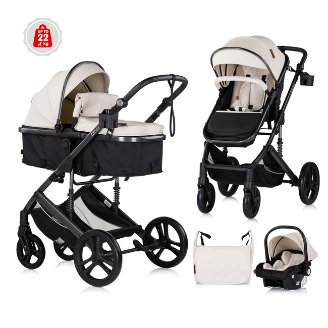 Chipolino Amore 3in1 0-22kg Μεταμορφώσιμο καροτσάκι biscotta KKAM02504BI