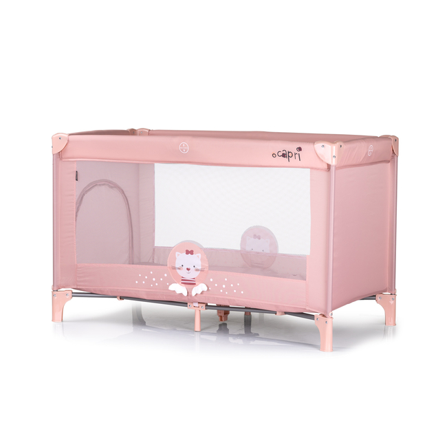 Chipolino Capri Παρκοκρέβατο με Πλαϊνή Είσοδο Cat pink KOSIK2504CA