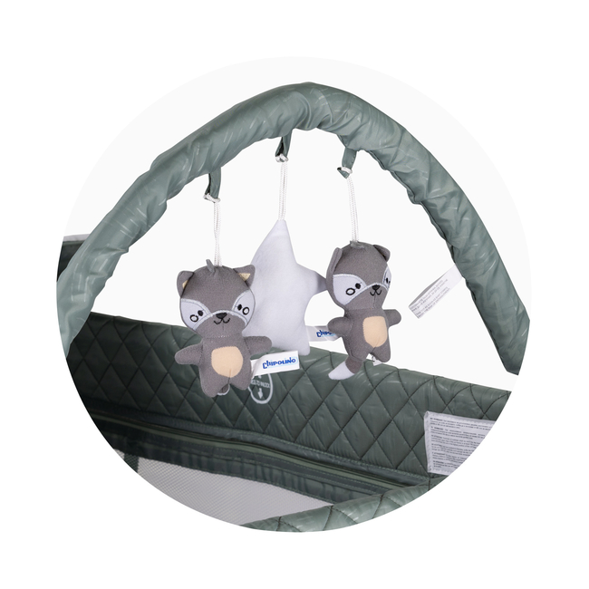 Chipolino Foldable travel cot with changing pad Luna basil KOSILU253BA