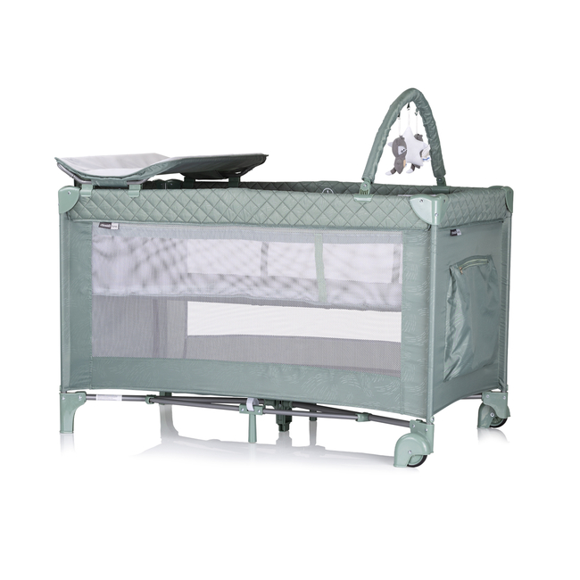 Chipolino Foldable travel cot with changing pad Luna basil KOSILU253BA