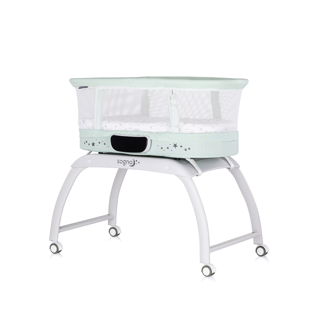 Chipolino Crib/cradle with LED Display “Sogno" pastel green KOSSG02503PG