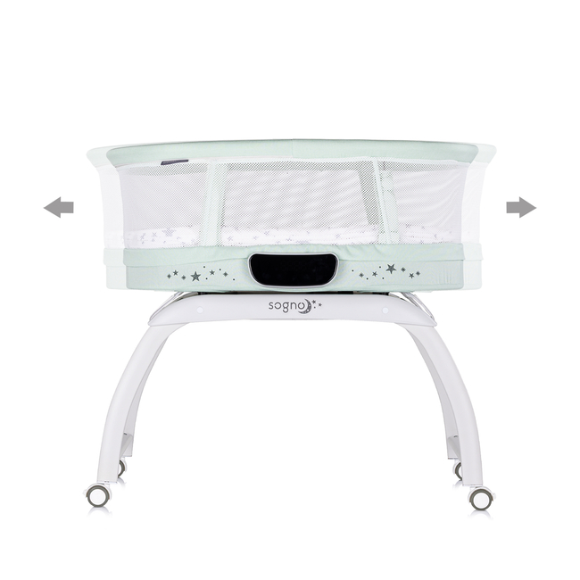Chipolino Crib/cradle with LED Display “Sogno" pastel green KOSSG02503PG