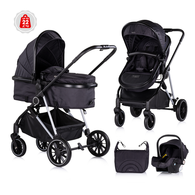 Chipolino Baby transformable stroller "AURA" blackberry KKAUR02501BB