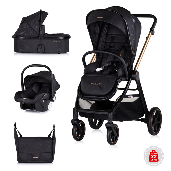 Chipolino Marbella 3 σε 1 Καροτσάκι μωρού 0-22kg βατόμουρο KKMRB02501BB