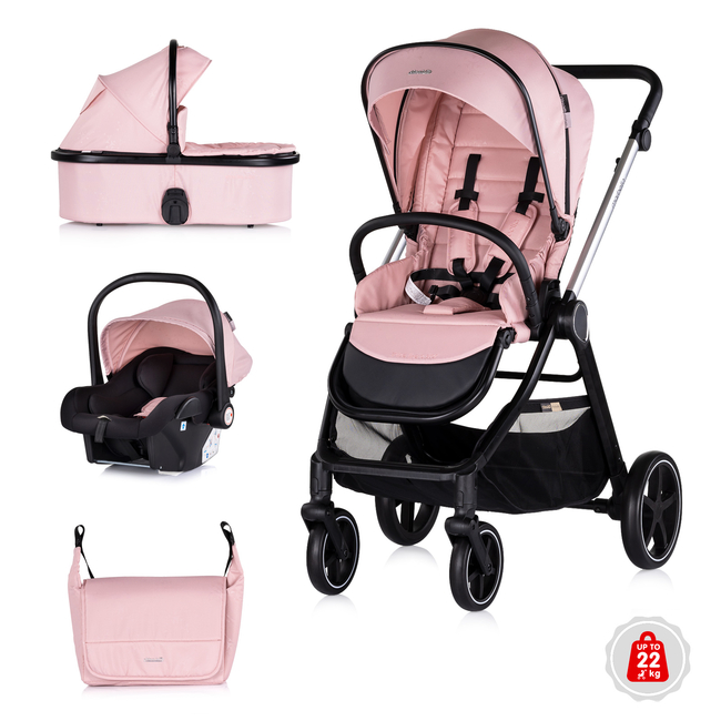 Chipolino Baby stroller 3 in 1 "Marbella" pink marshmallow KKMRB02505PM