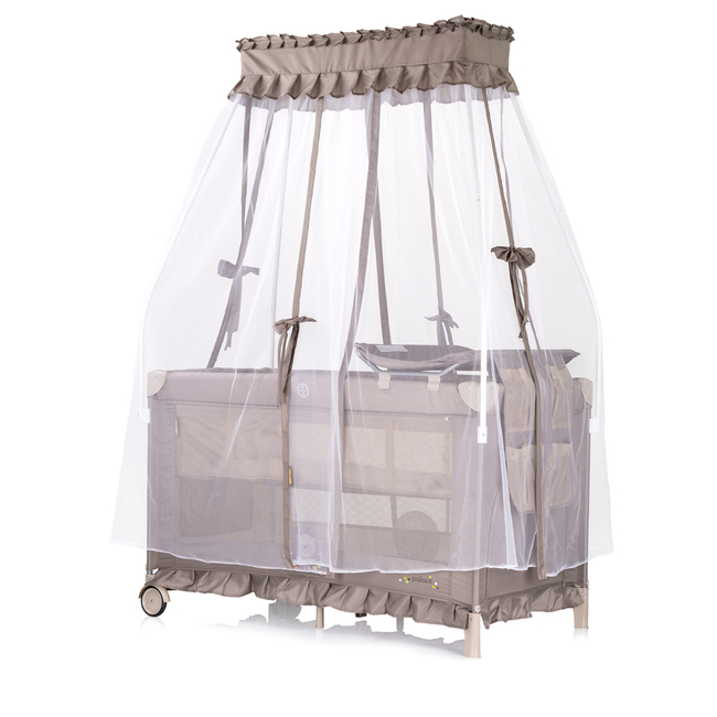 Chipolino Foldable travel cot with mosquito net Palace Bear beige KOSIPA252BE