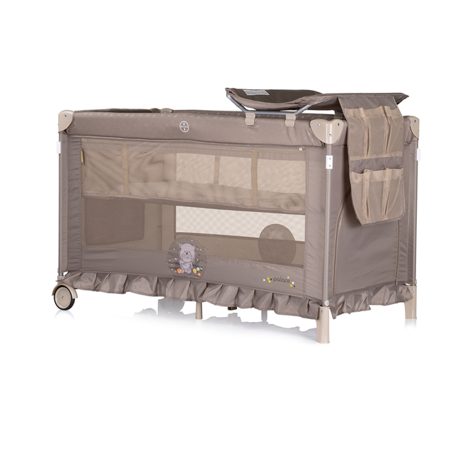Chipolino Foldable travel cot with mosquito net Palace Bear beige KOSIPA252BE
