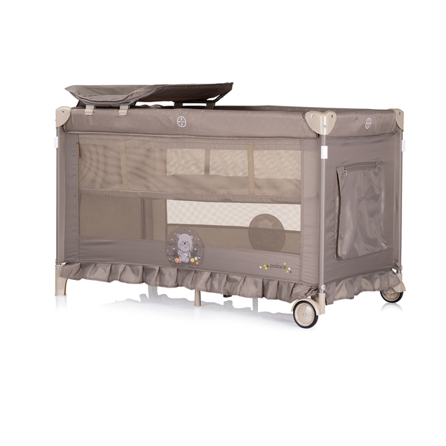 Chipolino Foldable travel cot with mosquito net Palace Bear beige KOSIPA252BE
