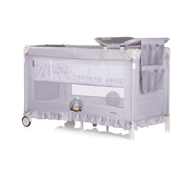 Chipolino Palace Παρκοκρέβατο ταξιδίου με κρεμαστή κουνουπιέρα & αξεσουάρ Hippo γκρι KOSIPA251HI