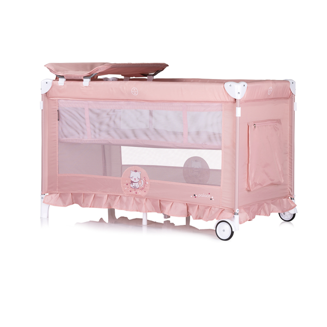 Chipolino Foldable travel cot with mosquito net Palace Cat pink KOSIPA253CA