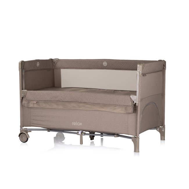Chipolino Relax Παρκοκρέβατο με ανοιγόμενη πλευρά tiramisu λινό KOSIRE253TR