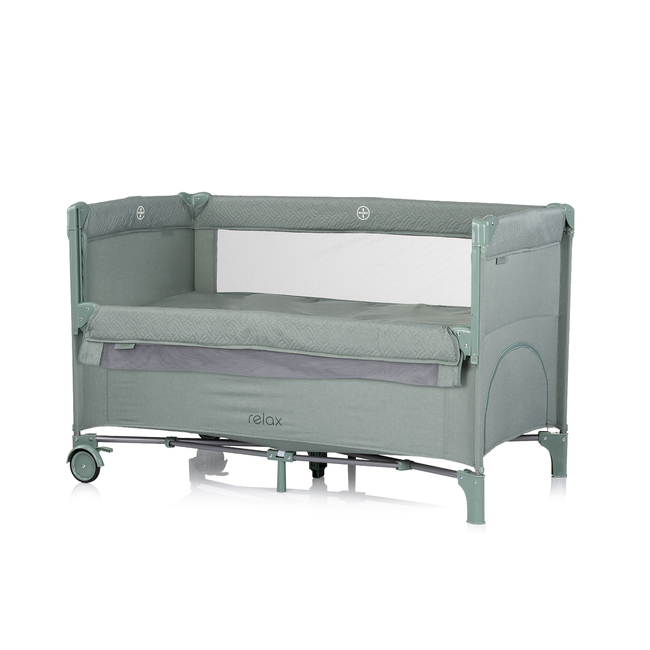 Chipolino Relax Παρκοκρέβατο με ανοιγόμενη πλευρά basil linen KOSIRE254BA