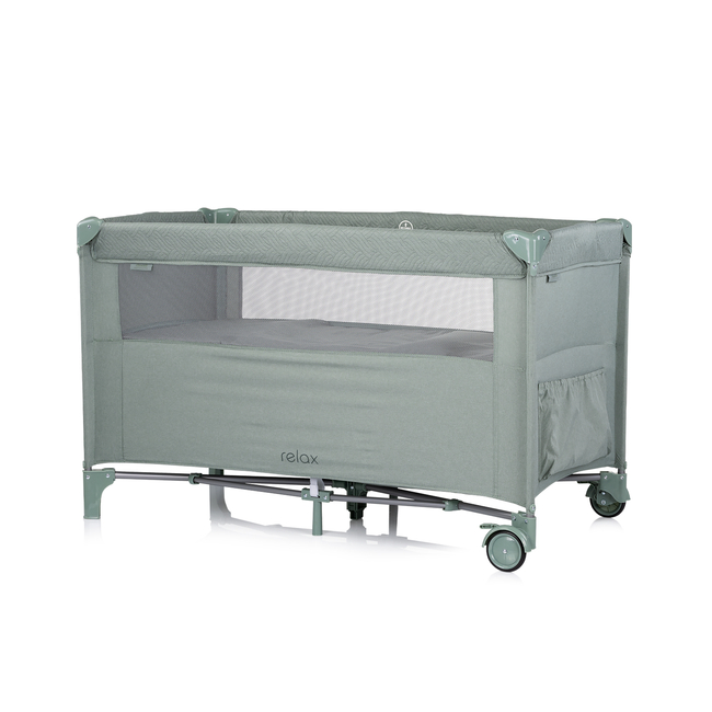 Chipolino Relax Παρκοκρέβατο με ανοιγόμενη πλευρά basil linen KOSIRE254BA