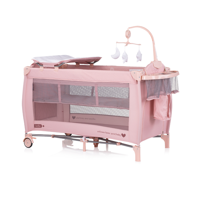 Chipolino Foldable travel cot with changing pad Bella pink marshmellow KOSIB0255PM