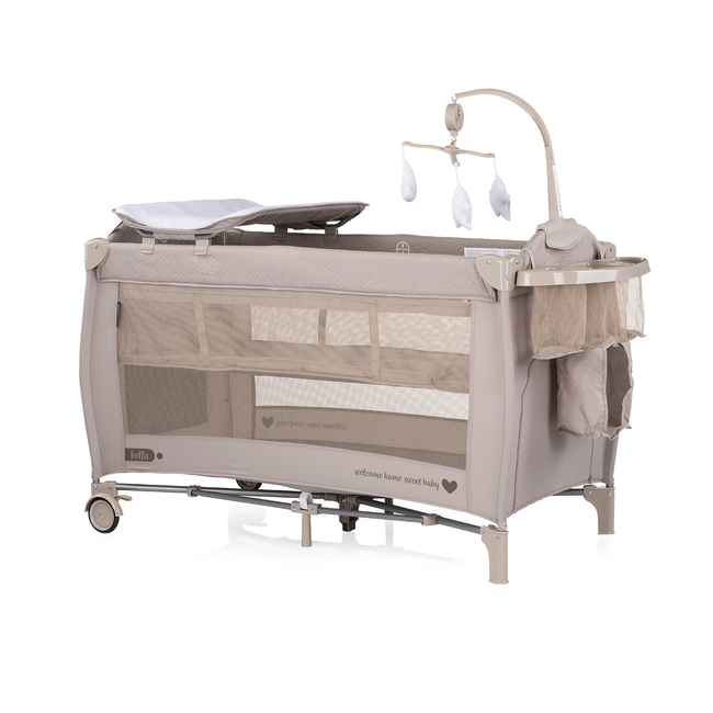 Chipolino Foldable travel cot with changing pad Bella tiramisu KOSIB0252TR