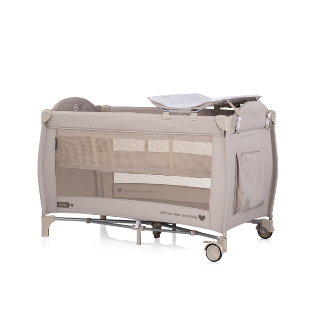 Chipolino Foldable travel cot with changing pad Bella tiramisu KOSIB0252TR