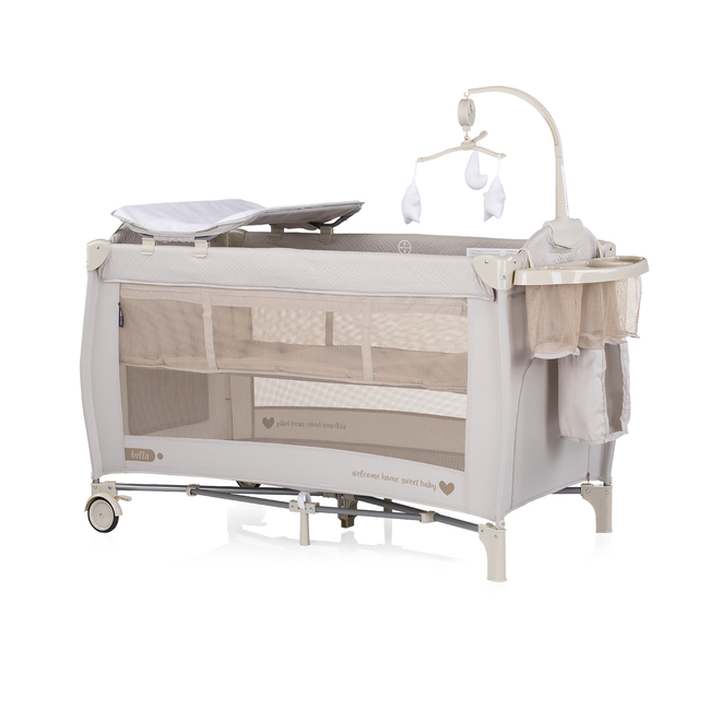Chipolino Foldable travel cot with changing pad Bella bisoctta KOSIB0251BI