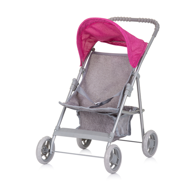 Chipolino Doll stroller "Alice" grey/pink linen KZKAL02401GP