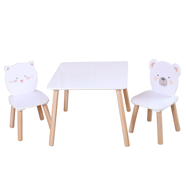 Chipolino Table Set With 2 Chairs MDF bear and kitten DIWH02440323