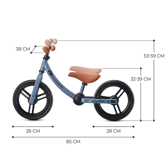 Kinderkraft 2Way Next Wooden Balance Bike for Children Sky Blue KR2WAY22BLU0000