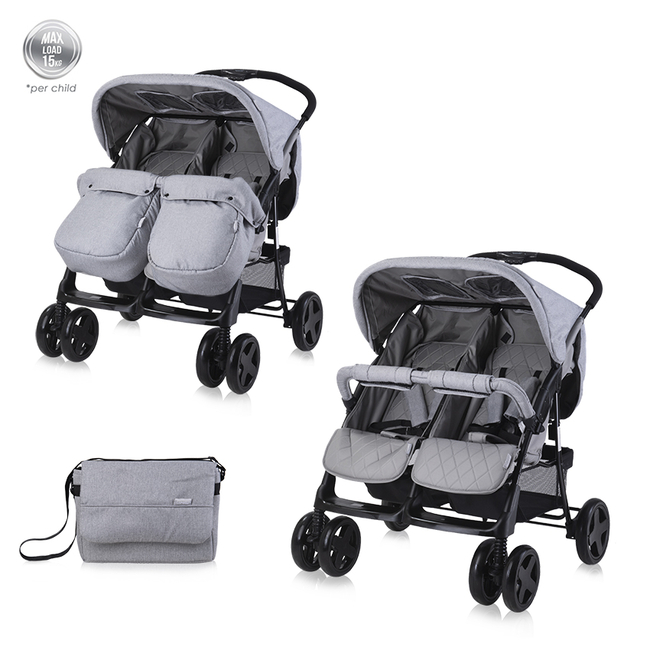 Lorelli BABY STROLLER TWIN COOL GREY+BAG 10020072386