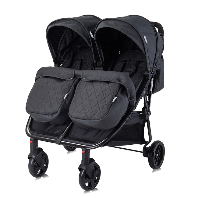 Lorelli DUO Twins Stroller with Footmuff & Bag 0 + Black 10021542305