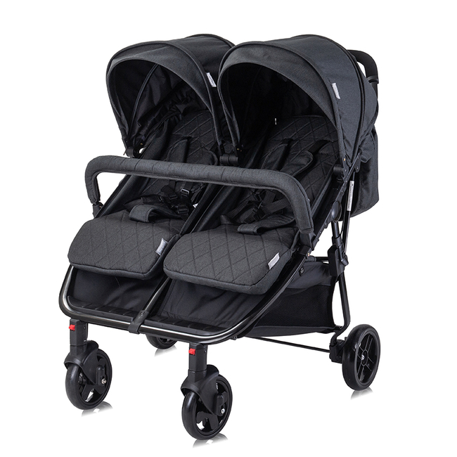 Lorelli DUO Twins Stroller with Footmuff & Bag 0 + Black 10021542305