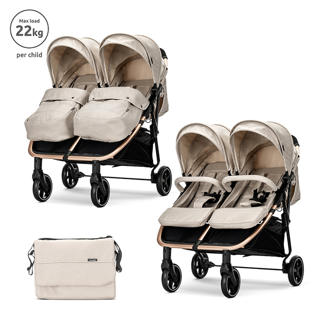 Lorelli Twin Baby Stroller Duo Beige + Bag up to 22 kg