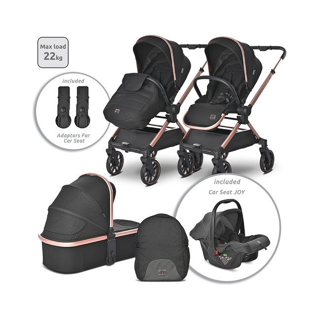 Lorelli BABY STROLLER REYA 3in1 BLACK JASPER with reversib 10021952401
