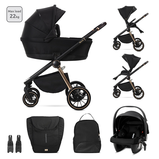 Lorelli Bianca 3 in 1 Multi-function Stroller 0-22kg Black 10022012501
