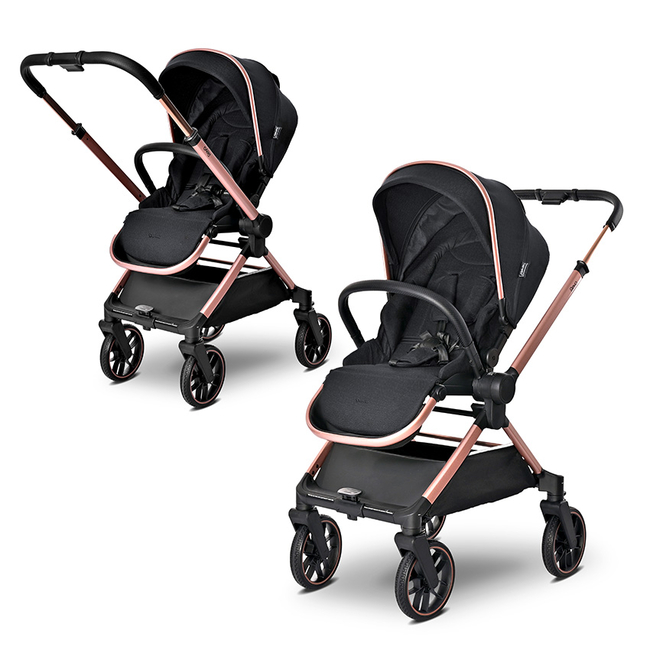 Lorelli BABY STROLLER REYA BLACK 2in1 with reversible hand 10022072501